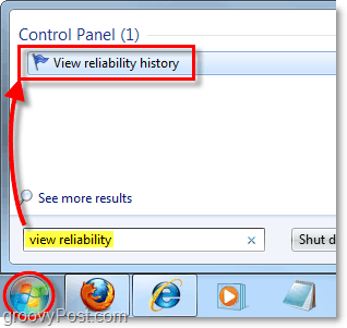 meklēt Windows 7 uzticamības vēsturi