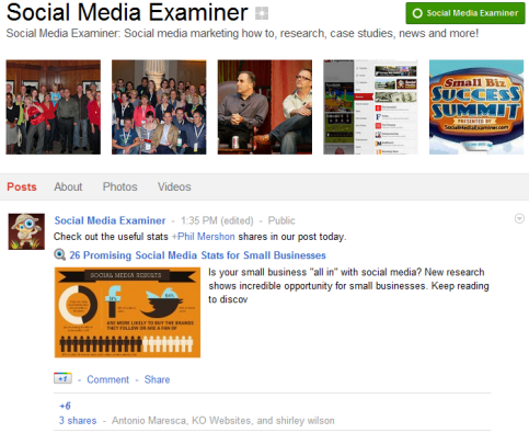 Google+ lapas - sociālo mediju eksaminētājs