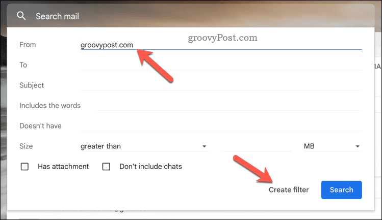 Izveidojiet Gmail filtru