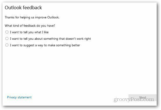 Kā nosūtīt atsauksmes par Outlook.com uzņēmumam Microsoft