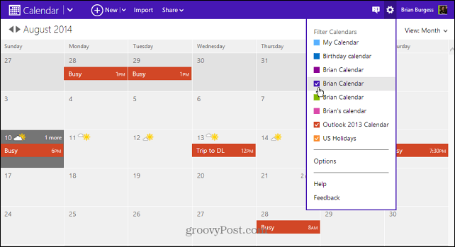 Outlook.com kalendārs