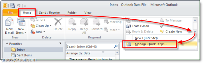 Kā izveidot pielāgotus ātros soļus programmā Outlook 2010