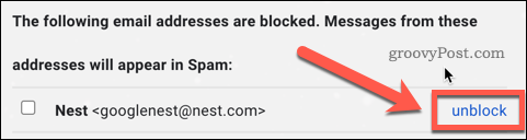 Atbloķējiet lietotāju Gmail iestatījumos