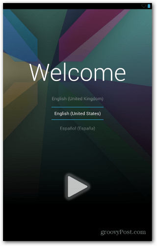 Nexus 7 sveiciena ekrāns