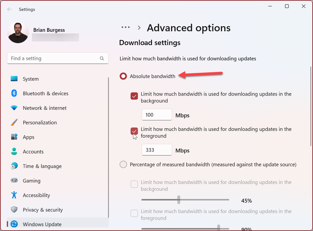 Ierobežojiet joslas platumu operētājsistēmai Windows 11