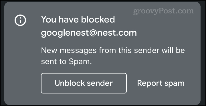 Bloķēts e-pasta paziņojums pakalpojumā Gmail