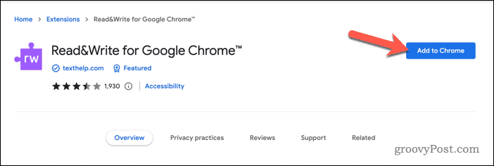 Lasīšanas un rakstīšanas paplašinājuma pievienošana pārlūkam Google Chrome
