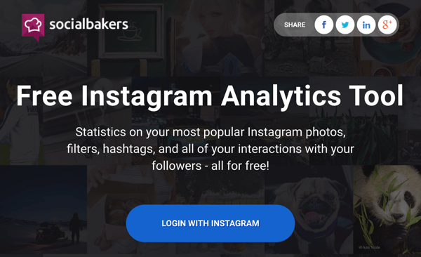 Piesakieties, izmantojot Instagram, lai piekļūtu Socialbakers bezmaksas pārskatam.