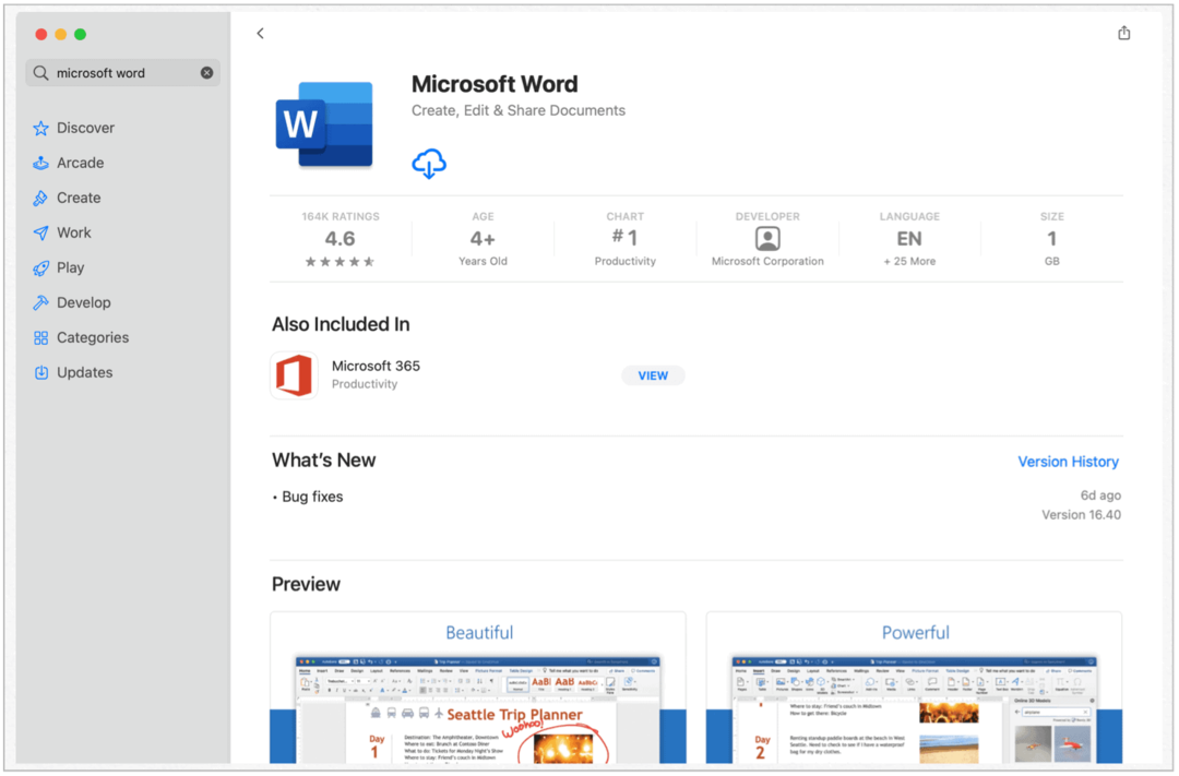 Microsoft Word Mac App Store
