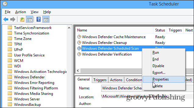 Kā plānot Windows Defender automātiskai skenēšanai operētājsistēmā Windows 8.1