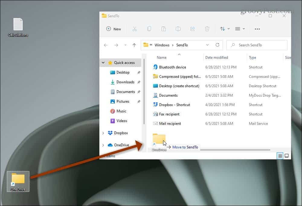 Kā pievienot vienumus Windows 11 sūtīt izvēlnei