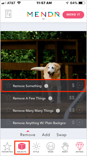Noņemiet objektu no sava fotoattēla, izmantojot mobilo lietotni Mendr.