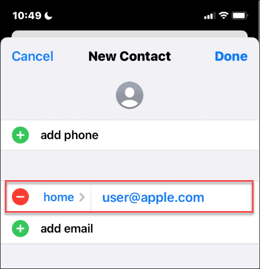 Apple ID kontaktpersonu sarakstā
