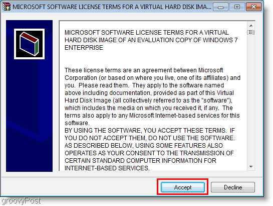 Windows 7 VHD instalēšanas licence