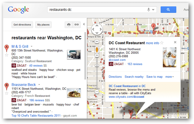Google ir integrējis Zagat un Google+ draugu pārskatus Google Maps meklēšanas rezultātos