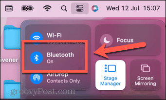 mac vadības centrs Bluetooth