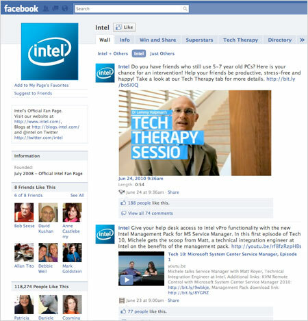 Intel Facebook lapa
