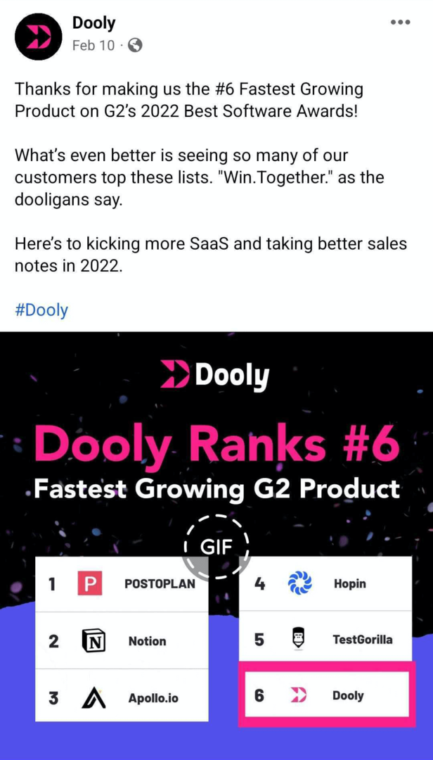 Dooly Facebook ziņas attēls ar GIF