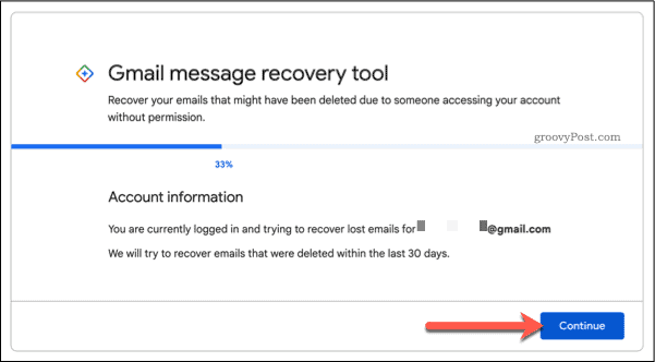 Gmail e-pasta atkopšana, izmantojot atbalsta veidlapu