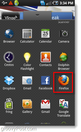 Firefox no lietotņu atvilktnes