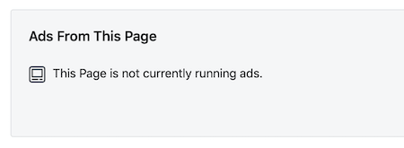 Ziņojums “Šajā lapā pašlaik netiek rādītas reklāmas” Facebook lapai