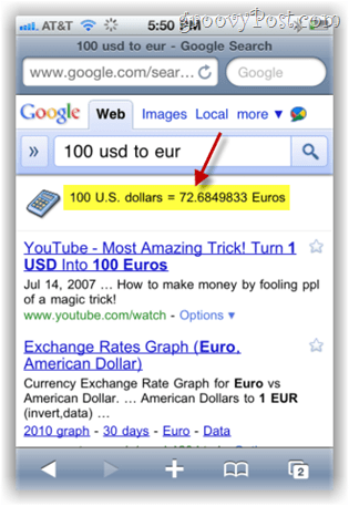 google.com meklēšanas valūtas konvertors mobilajā tālrunī iPhone