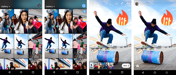 Android lietotājiem tagad ir iespēja vienlaikus augšupielādēt vairākus fotoattēlus un videoklipus savos Instagram stāstos.