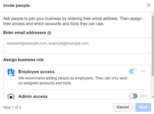 Izmantojiet Facebook Business Manager, 3. darbība.