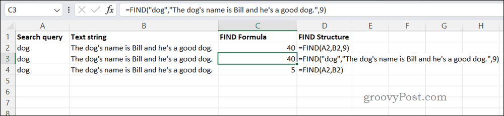Piemērs ATRAST formulu programmā Excel