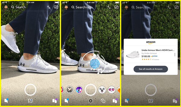 Snapchat testē jaunu veidu, kā meklēt produktus Amazon tieši no Snapchat kameras.
