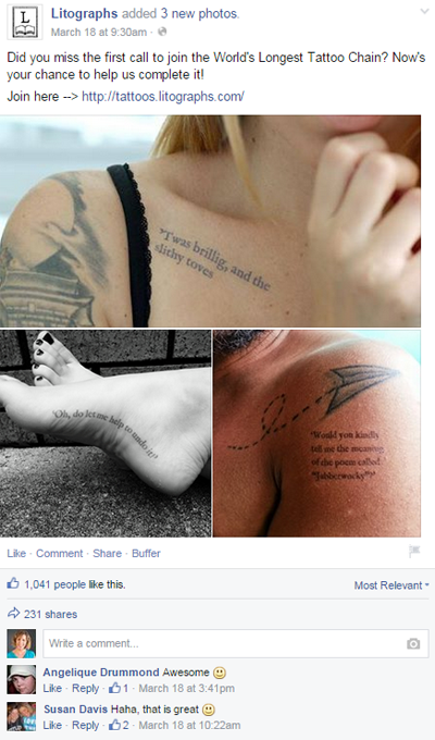 litogrāfijas tetovējums facebook ieraksts