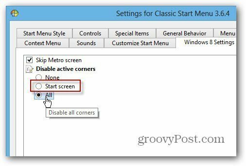 Atspējojiet SmartScreen Classic Shell