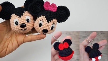 Kā padarīt Amigurumi Minnie un Mickey Mouse Keychain? Mickey mouse keychain izgatavošana