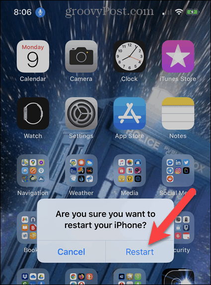 Apstipriniet iPhone restartēšanu