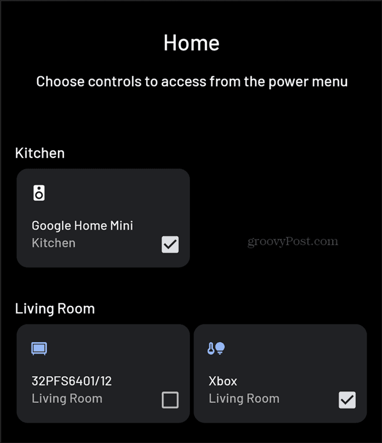 Android Smart Home kontrolē pievienošanas izvēlni