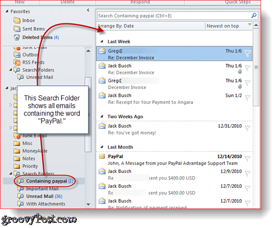 Kā izveidot un izmantot meklēšanas mapes programmā Outlook 2010