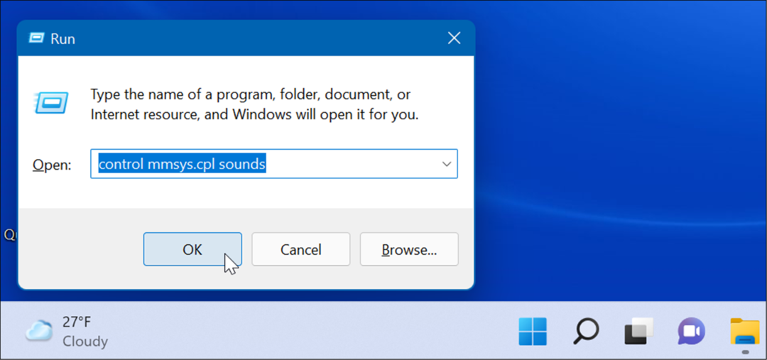 atvērtās sistēmas skaņas Palaidiet Windows 11