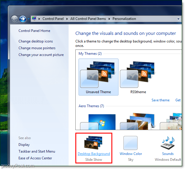 Kā pagriezt Windows 7 fona attēlu, izmantojot RSS plūsmu