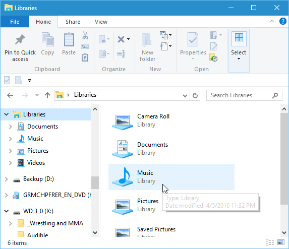 Windows 10 padoms: iestatiet, lai bibliotēkas parādās failā Explorer