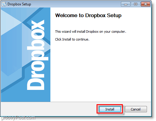 Dropbox ekrānuzņēmums - sāciet dropbox iestatīšanu / instalēšanu
