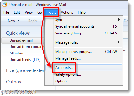 Windows Live pasta rīku konti