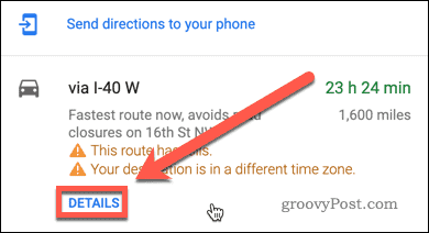 Google Maps norāžu informācijas poga