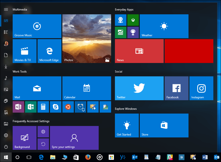 Windows 10 padoms: kā paslēpt kolonnu Visas lietotnes izvēlnē Sākt (Windows 10 veidotāju atjauninājums)