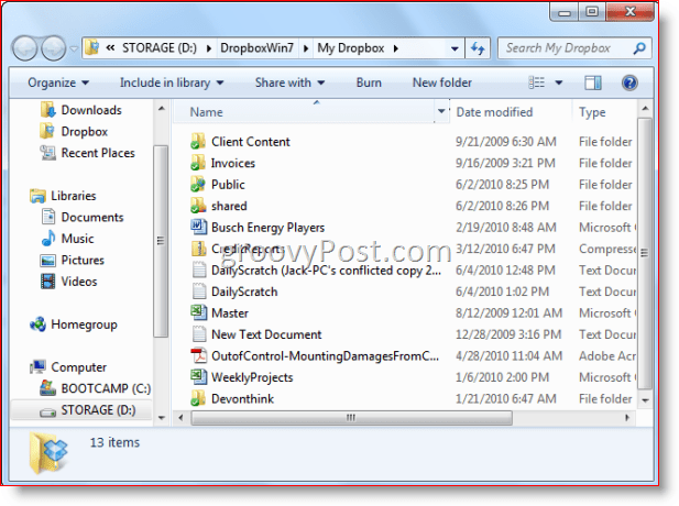 Windows 7 Windows Explorer Dropbox mape