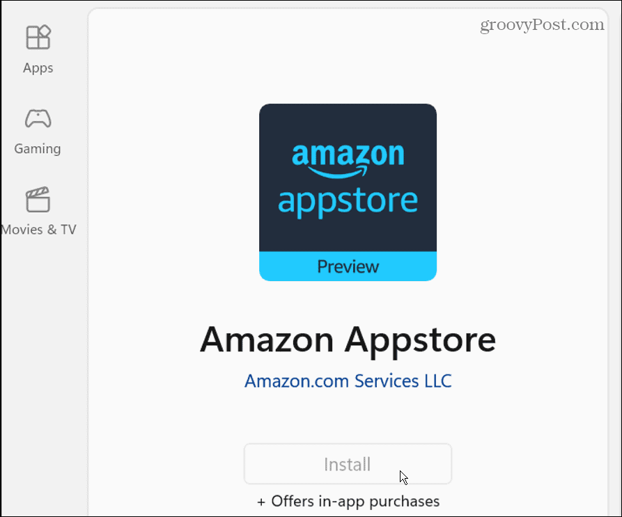 Instalējiet Amazon App Store no Windows veikala