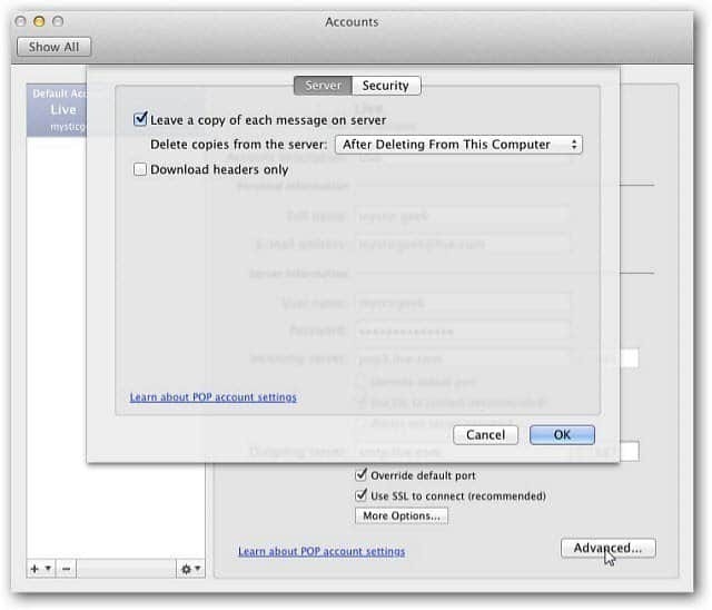 Outlook Mac 2011: Kā izdzēst e-pasta kontu