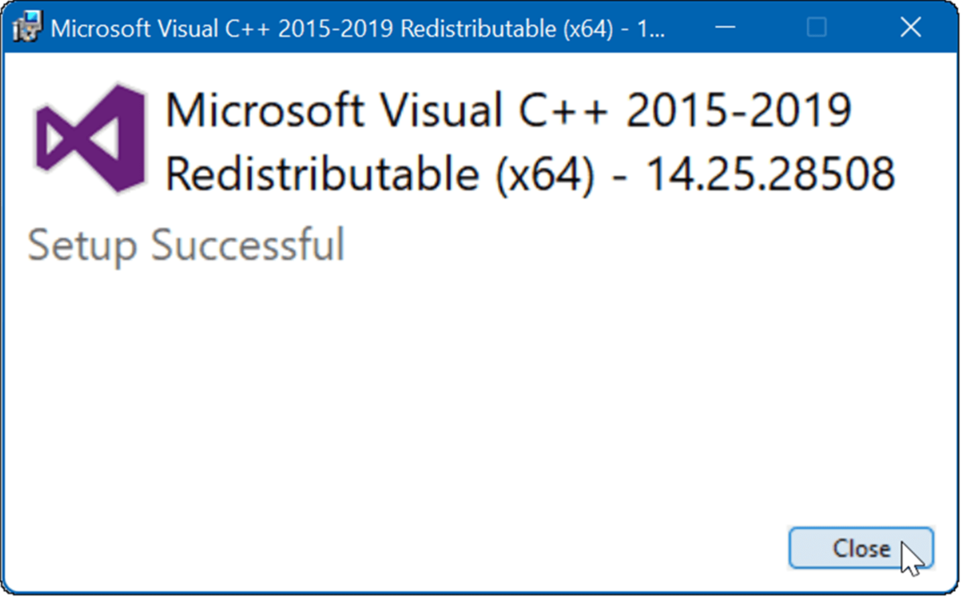 veiksmīga Microsoft Visual C iestatīšana