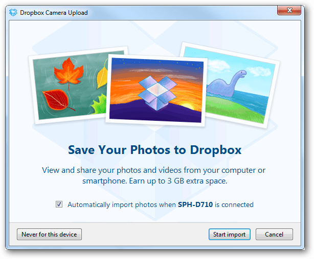 Atspējojiet fotoattēlu automātisko saglabāšanu Dropbox