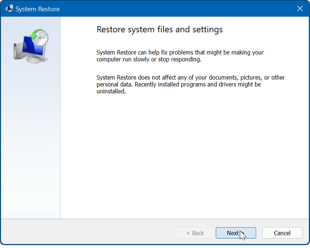 Izveidojiet atjaunošanas punktu operētājsistēmā Windows 11