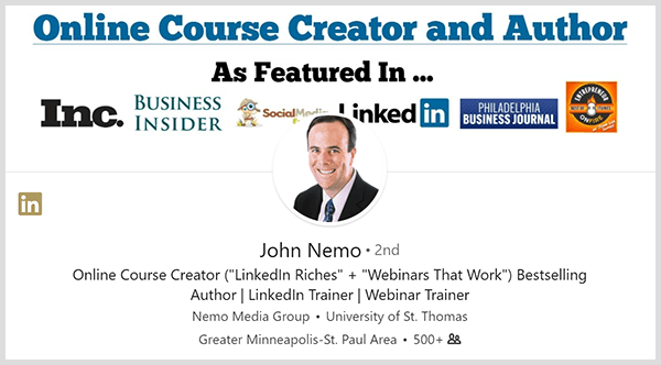 Džons Nemo izmantoja savu LinkedIn profilu, lai atrastu jaunus klientus.